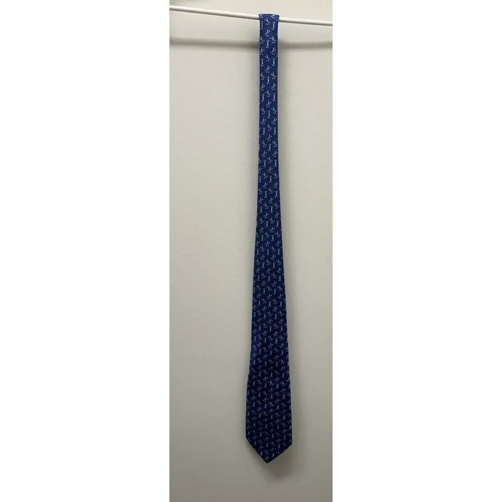 Vineyard Vines Bull and Bear Market Wall Street Silk Print Tie Worn Once